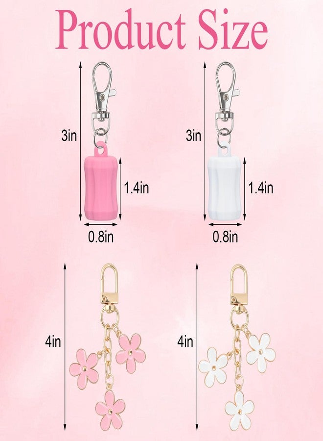 loghohu 4PCS Lip Gloss Holder Keychain for Summer Fridays Flexible Silicone Lipgloss Lip Balm Holder Keychain Sleeve 0.55-0.7in Lip Balm Cap and Holder Set for Women Girl Keychains Portable Accessories - Image 2